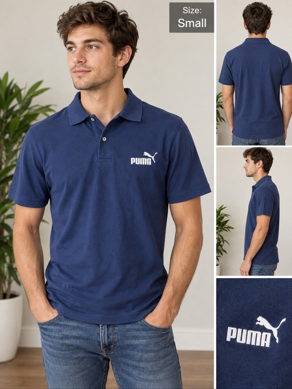 Size S Puma blue short sleeve golf shirt Polo excellent condition